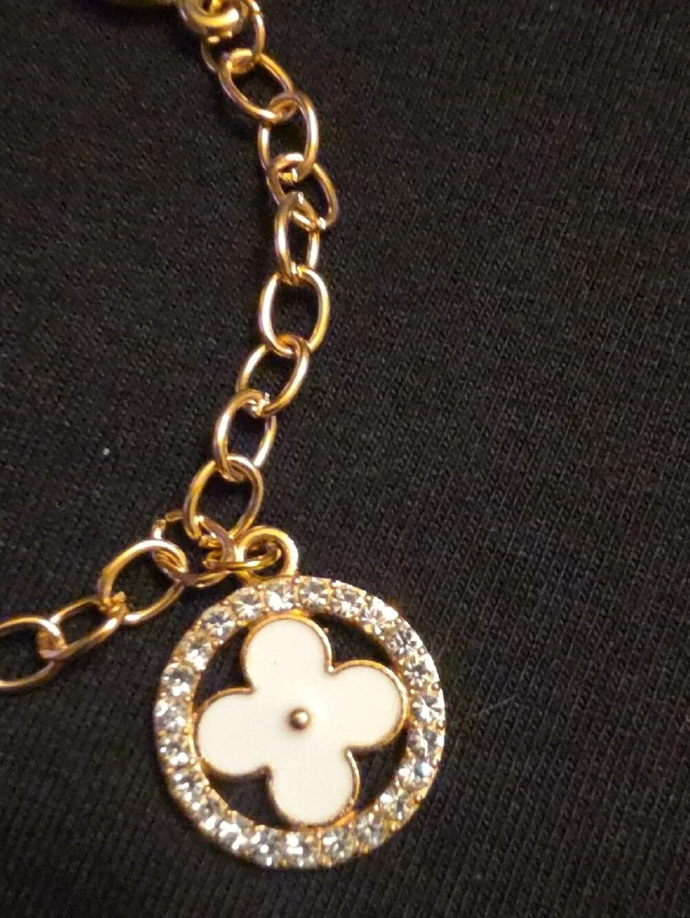 Gold Chain Bracelet with Pink and White Flower Charms